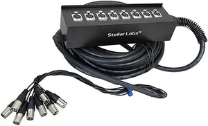 Stellar Labs Cable, 3Pos XLR Plug-Jack, 8Port, 32Ft