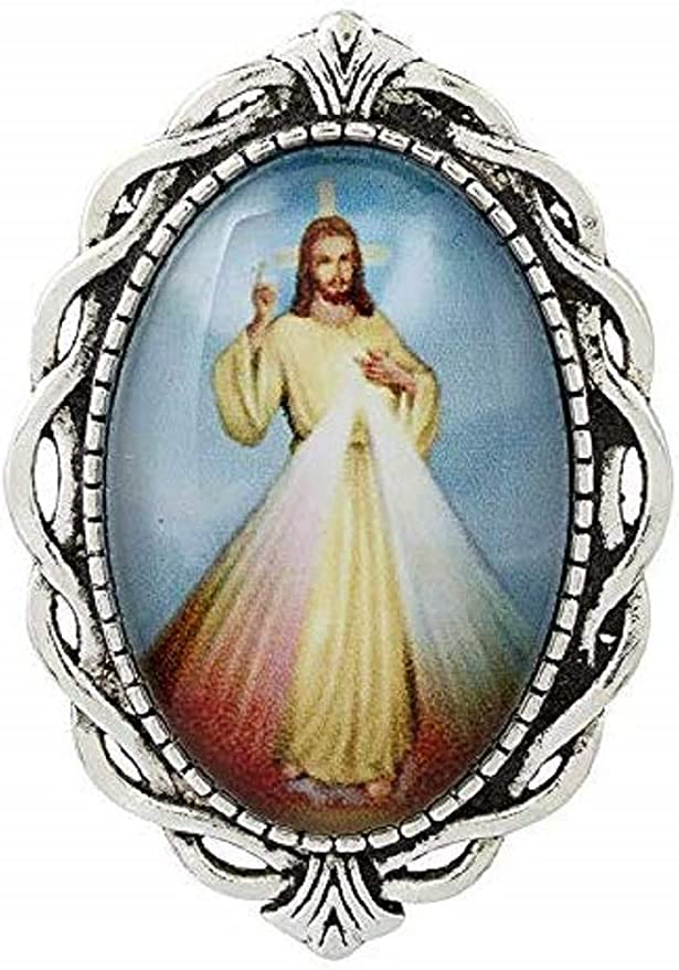 Christian Brands Divine Mercy Ornate Lapel Pin - 12/pk