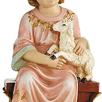 Resin Child Jesus with Lamb Statue Religious Decoration for Home or Church, 8 Inch