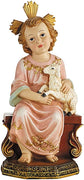 Resin Child Jesus with Lamb Statue Religious Decoration for Home or Church, 8 Inch