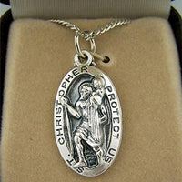 Silver Toned Base Saint Christopher Travel Transportation Medal, 1 1/16 Inch