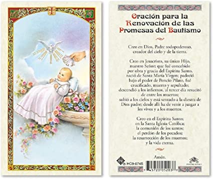Spanish Baptism Child - Baptism Blessing Laminated Prayer Cards - 25/PKG