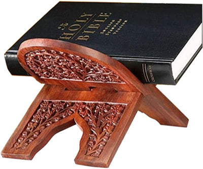 Carved Rosewood 10 Inch Collapsible Bible Display Stand