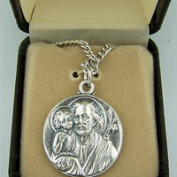 Silver Toned Base Patron Saint Joseph The Worker Father Medal, 7/8 Inch