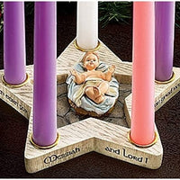 Star Shape Advent Wreath Candle Holder with Removable Infant Jesus Christ Christmas Decoration