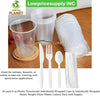 50 PACK - 9 oz. Plastic Translucent Individually Wrapped Cups and Individually Wrapped Heavy Weight White Plastic Cutlery Pack with Napkin Disposable Utensils Sets