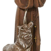 Painted Stone Resin Saint Francis with Animals Sculpture, 8 Inches