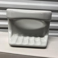 6 x 4 White Porcelain Soap Holder with Rag Bar Tile-in Mount