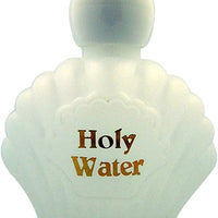 Religious Gifts Moulded Plastic Shell Shape Holy Water Bottle with Screw Top Lid, 3 oz