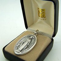 Silver Toned Base Oval Virgin Mother Mary Madonna Medal, 1 1/2 Inch