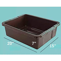 6 Pack - 20" x 15" x 7" Brown Restaurant Bar Plastic Stackable Bus Tub, Dish Bus Box