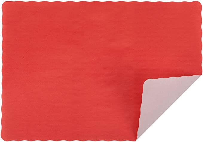 Red Colored Paper Placemat with Scalloped Edge - 1000/Case 10" x 14"