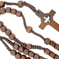 Catholic Confirmation Cut Out Holy Spirit Dove CrossWood Bead Cord Rosary, 18 Inch