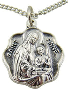 Brushed Silver Toned Base 7/8-Inch Saint St Anne Medal