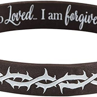 John 3:16 Gifts Crown of Thorns Silicone Bracelet with for God So Loved Holy Prayer Card, 8 Inch