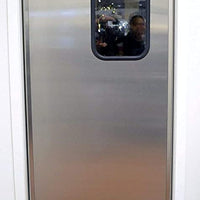 Single Economy Aluminum Swinging Traffic Door with 9" x 14" Window - 30" x 84" Door Opening
