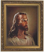 Gerffert Collection Sallman Head of Christ Catholic Framed Portrait Print, 13 Inch (Ornate Gold Tone Finish Frame)