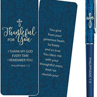 I Thank God Bible Verse Ballpoint Pen with Bookmark Gift Set