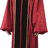 Burgundy Jacquard Pulpit Robe with Embroidered Gold Crosses (57 Large 5'10" - 5'11" Height. 57" Back Length. 34" Sleeve Length)