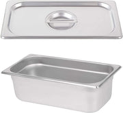 12 PACK 1/3 Size Stainless Steel w/LID Steam Buffet Prep Table Food Pan 4" Deep