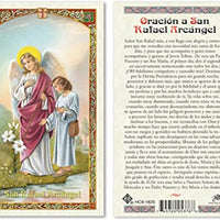 Spanish ST Raphael Archangel Laminated Prayer Cards - 25/PKG