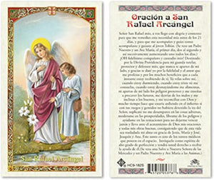 Spanish ST Raphael Archangel Laminated Prayer Cards - 25/PKG