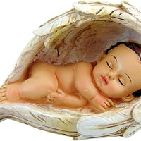 Sleeping Baby in Angel Wings Figurine Statue 7 1/2 Inches Long