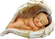 Sleeping Baby in Angel Wings Figurine Statue 7 1/2 Inches Long
