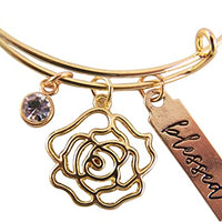 Living Grace Blessed is She Mother's Day Gold Toned Bangle Bracelet