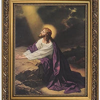 Gerffert Collection Christ in Gethsemane Garden Framed Portrait Print, 13 Inch (Ornate Gold Tone Finish Frame)