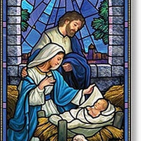 Christmas Nativity Stained Glass Style Church Banner, 5 Foot