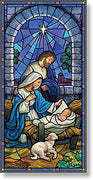 Christmas Nativity Stained Glass Style Church Banner, 5 Foot