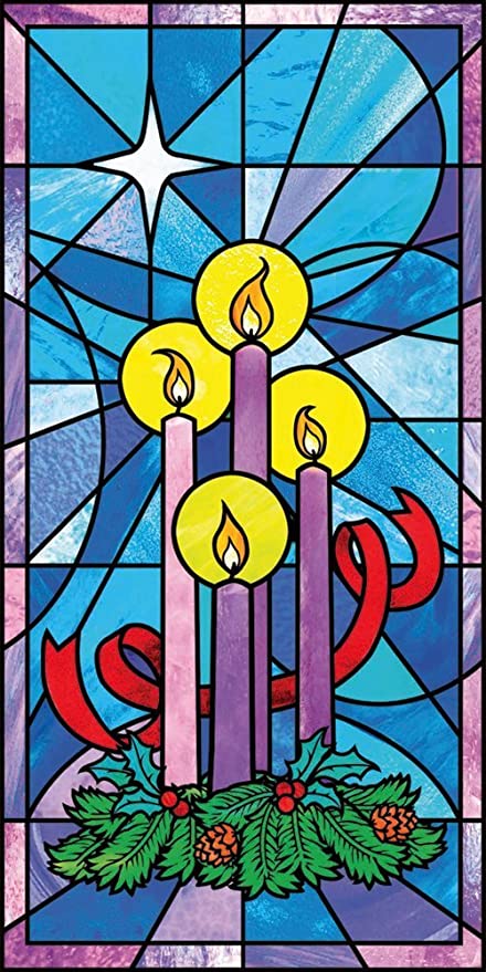 Celebrate Advent Stained Glass Style Church Banner, 5 Foot