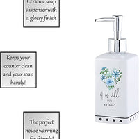 nspirational Ceramic Pump-Top Liquid Soap Dispenser, 10-Ounce