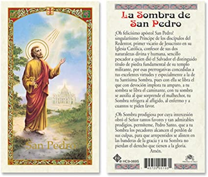 SPANISH ST PETER - SOMBRA DE SAN PEDRO LAMINATED PRAYER CARDS - 25/PKG