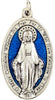Silver Tone and Blue Enamel The Miraculous Medal Pendant, 1 3/4 Inch, Pack of 4