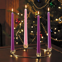 Religous Christmas Brass Advent Wreath, 11 Inches
