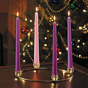 Religous Christmas Brass Advent Wreath, 11 Inches