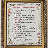 Gerffert Collection The Ten Commandments Framed Writen Inspirational Print, 13 Inch (Ornate Gold Tone Finish Frame)