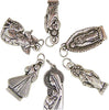 Religious Silver Toned Base Assorted Devotional Charm Pendant Medal, 7/8 Inch, Set of 6