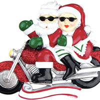 Polar X Motorcycle Ride Couple Mr & Mrs Claus Personalized Christmas Tree Ornament