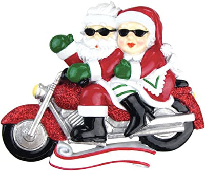 Polar X Motorcycle Ride Couple Mr & Mrs Claus Personalized Christmas Tree Ornament