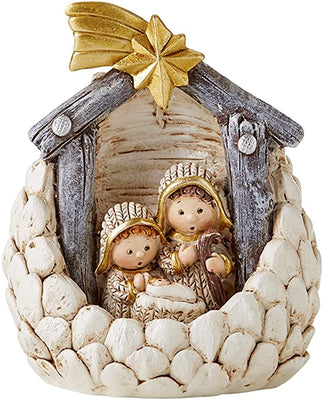Acorn Holy Family Nativity Scene Figurine, 3 1/2 Inch