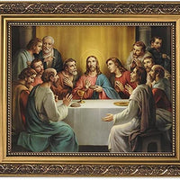 Gerffert Collection The Last Supper Framed Landscape Print, 13 Inch (Ornate Gold Tone Finish Frame)