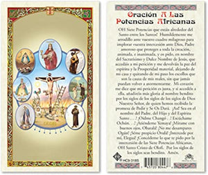 Spanish POTENCIAS SIETE AFRICANAS Laminated Prayer Cards - 25/PKG