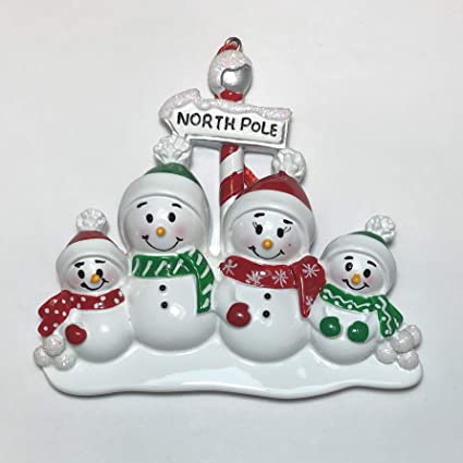 Polar X North Pole Family of 4 Personalized Christmas Ornament