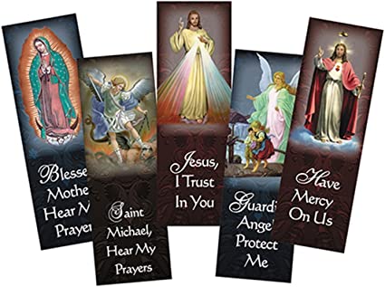 Assorted Catholic Devotional Prayer Bookmark, 6 Inch, Pack of 100