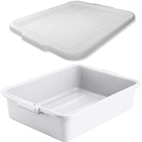 6 Pack 20" x 15" x 5" NSF Gray Polyethylene Plastic Bus Tub Bus Box w/ 6 Pack lid