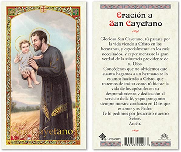 Spanish HC SAN CAYETANO Laminated Prayer Cards - 25/PKG