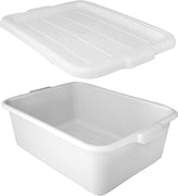 6 Pack 20" x 15" x 7" White Storage Plastic Dish Restaurant Food Bus Tub w/Lid